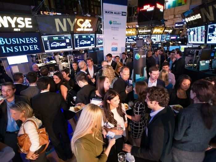 The trading floor was packed with interesting people.