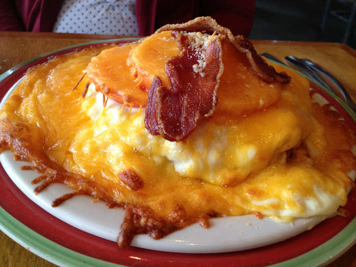 KENTUCKY: The Hot Brown sandwich originated at the Brown Hotel in Louisville in 1926. The open-faced sandwich with turkey and bacon is covered in cheesy Mornay sauce, and then baked or broiled until the sauce begins to brown.