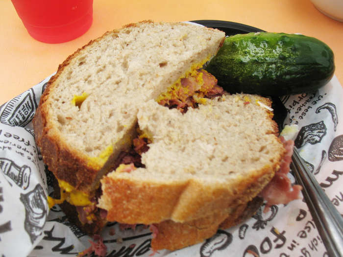 MICHIGAN: Zingerman’s Deli in Ann Arbor is known for its corned beef sandwiches, especially the Oswald Mile High, which is made with corned beef and yellow mustard on double-baked, hand-sliced Jewish rye bread.