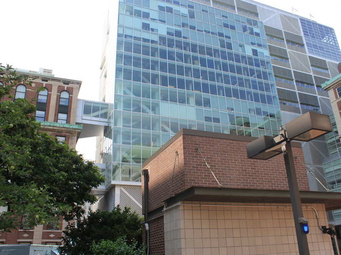 The Interdisciplinary Sciences building is a modern architecture powerhouse that stands out from the red brick standard of Columbia, but it is connected to its surrounding science buildings by covered bridges. Our tour guide said her favorite library was here, as was a great coffee place.