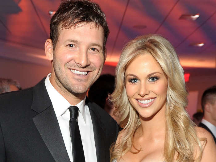 Tony Romo (#32) is married to ex-beauty queen and TV host Candice Crawford.