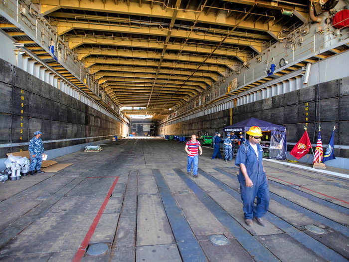 This is the well-deck of the USS Whidbey Island that deploys the LCU.