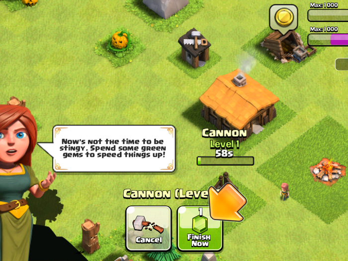 You can use your gems to be speed up the building process.