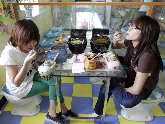 Gross yourself out at a chain of restaurants in Taiwan and Hong Kong that are bathroom-themed.
