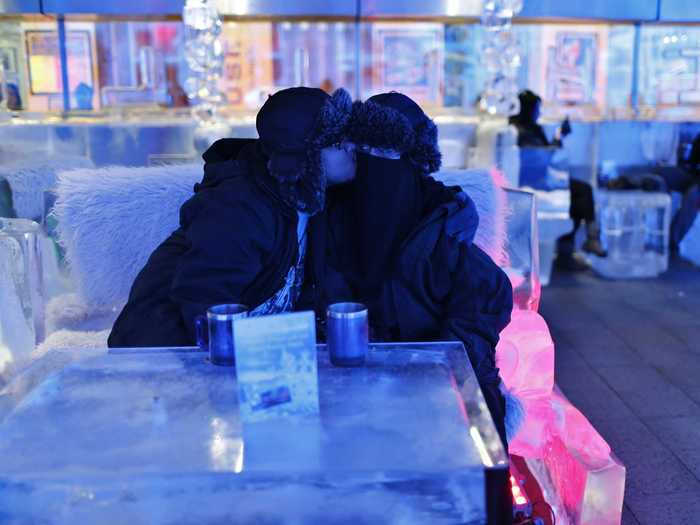 Bundle up and order some hot fare at a Dubai ice lounge.