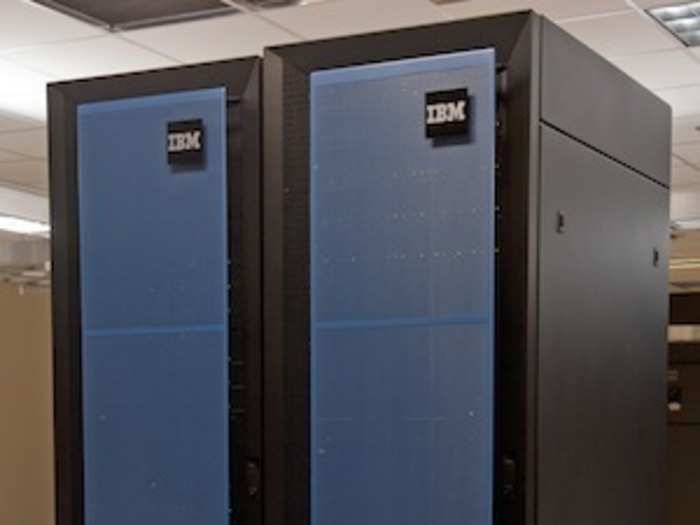 Again, compare that to a high-end server and rack from IBM, pictured here.