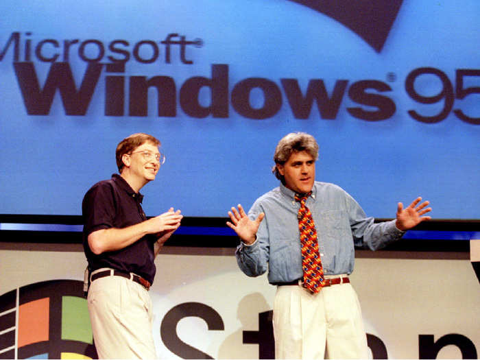 As part of its big unveiling, Microsoft had Jay Leno open the Windows 95 event and introduce Bill Gates himself.