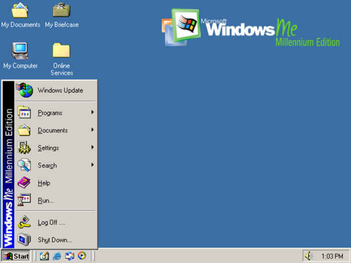 Windows ME (pronounced "me") came out in September 2000. While 2000 was for professionals, ME was made specifically for home users. Unfortunately, it was an unstable mess that gave users trouble on a too-regular basis.