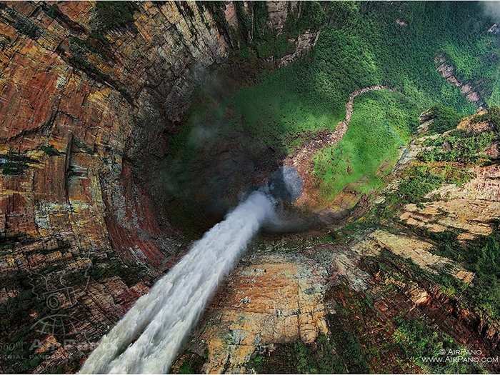 All of the Russian photographers are amateurs and run AirPano for fun. For this one, they traveled to Churun-meru (Dragon) fall in Venezuela.