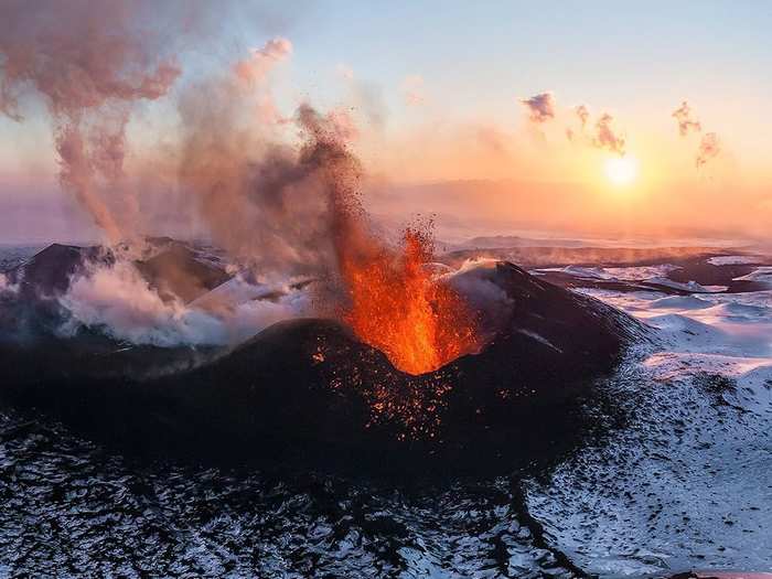 This is Plosky Tolbachik Volcano in Kamchatka. It began erupting in late November 2012.