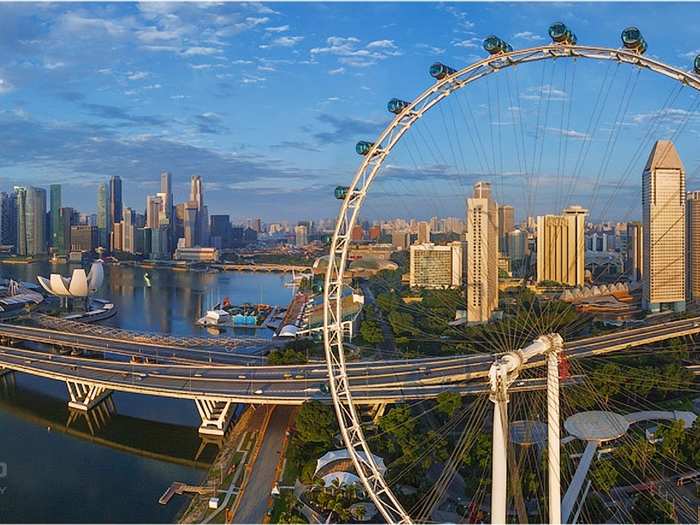 The Singapore Flyer is the largest Ferris Wheel in the world. It reaches 42 stories high.