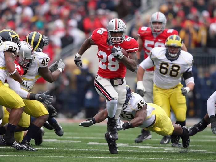 The last time both schools wore their traditional uniforms was 2008. Ohio State no longer wears white pants.