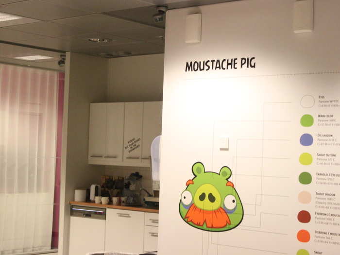 In its actual office, Rovio honors the Mustache Pig, also known as the Foreman Pig. It