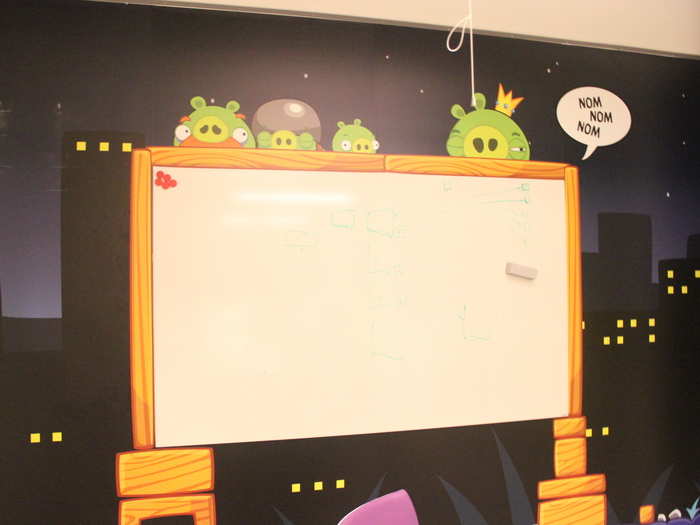 Rovio employees can leave little notes for each other on a whiteboard. Apparently they had nothing to say that day...