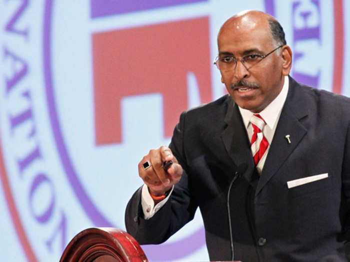 Former RNC chairman Michael Steele has an affinity for boxy suits and festive, candy cane-striped ties.