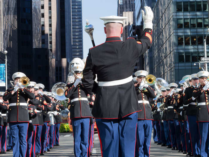 “When [the viewers] see a group of 80 Marines marching down the street in their dress blues and with their medals, they’ll really get a glimpse of the pride of the Marine Corps, which goes beyond what we do in combat,” said Gunnery Sgt. Timothy Otis, before the performance.