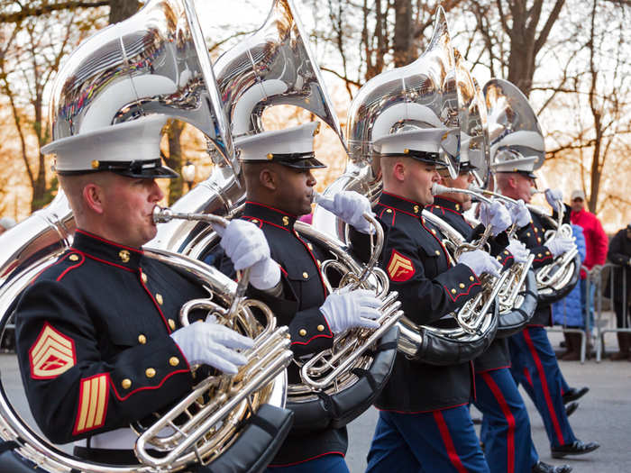 Like many other marching bands, the Marine Corps has instruments big ...