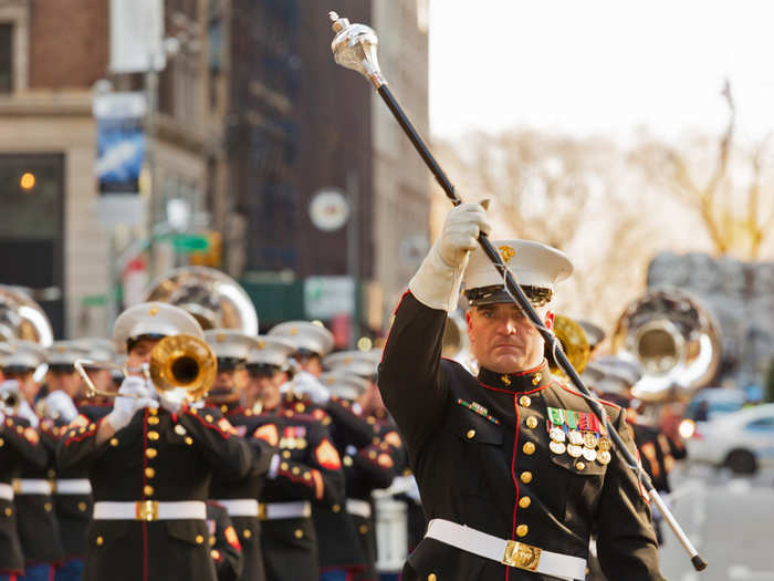 To close out the march at Herald Square, they performed "Strike Up The Band."