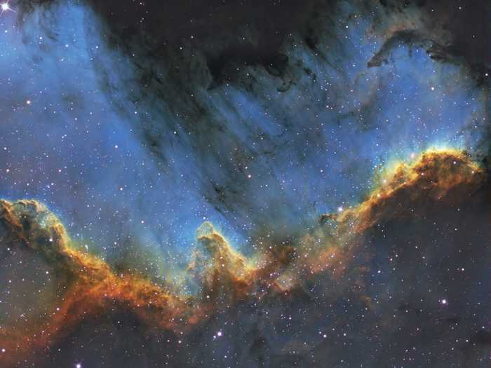 The Cygnus Wall is one of the highest concentrations of star formations in the North American Nebula. It