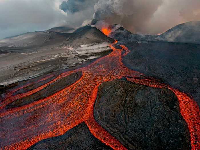 Sergey Gorshkov of Russia photographed Plosky Tolbachik, a volcano in central Russia, from a helicopter when it erupted last November for the first time in 36 years. The image won a spot in the Wildlife Photographer of the Year Competition.