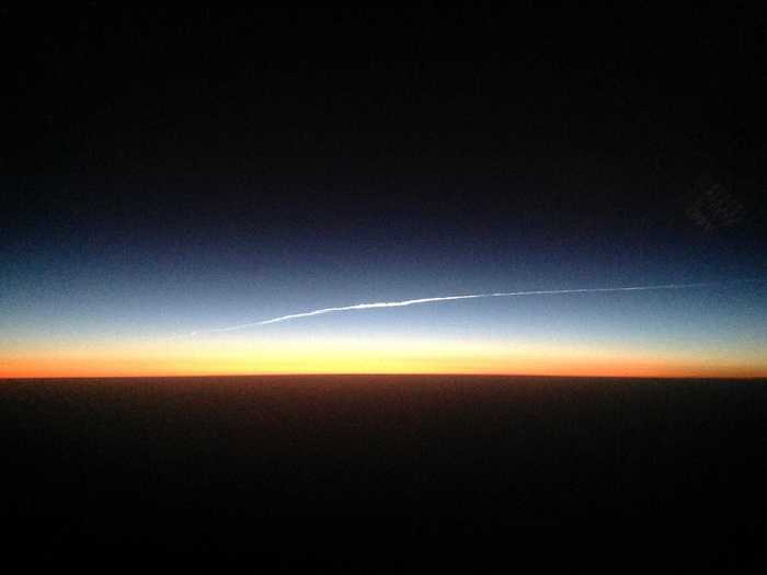 A pilot took this photo of the Soyuz spacecraft, which carried the Olympic torch on its way to Sochi, upon its return to Earth.