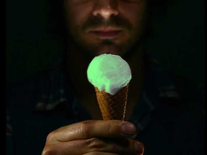 British ice cream wizard Charlie Francis created a glow-in-the-dark ice cream using synthesized jellyfish proteins — the same ones that allow these marine animals to produce light inside their bodies. It costs $220 a scoop.