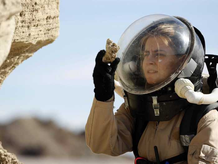 A geologist collects samples in the Utah desert for the Mars Desert Research Station (MDRS) in March. The MDRS aims to investigate the feasibility of a human exploration of Mars and uses Utah