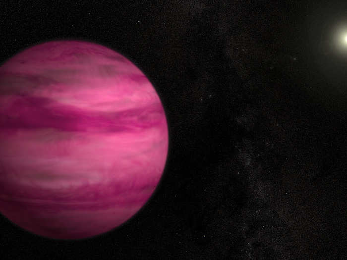 A newly discovered planet, GJ 504 b, glows from the heat of its formation, making it deep magenta in color. It