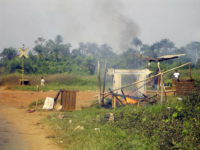 The United Nations Mission in Liberia (UNMIL) is a 15,000-troop peacekeeping force that entered the country in 2003 after the conclusion of the Second Liberian Civil War, which claimed the lives of 250,000 Liberians. Here, UN troops were deployed to investigate rebels burning checkpoints.