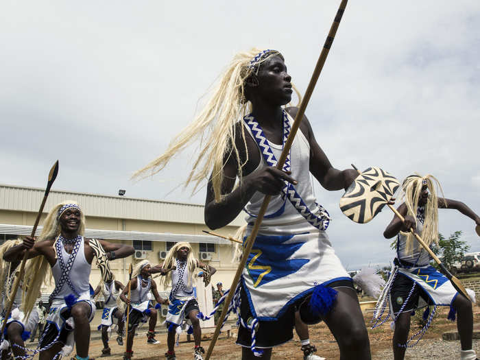 United Nations day is celebrated the world over on October 24th. Here, traditional dancers perform during a ceremony marking the day in Juba, South Sudan.