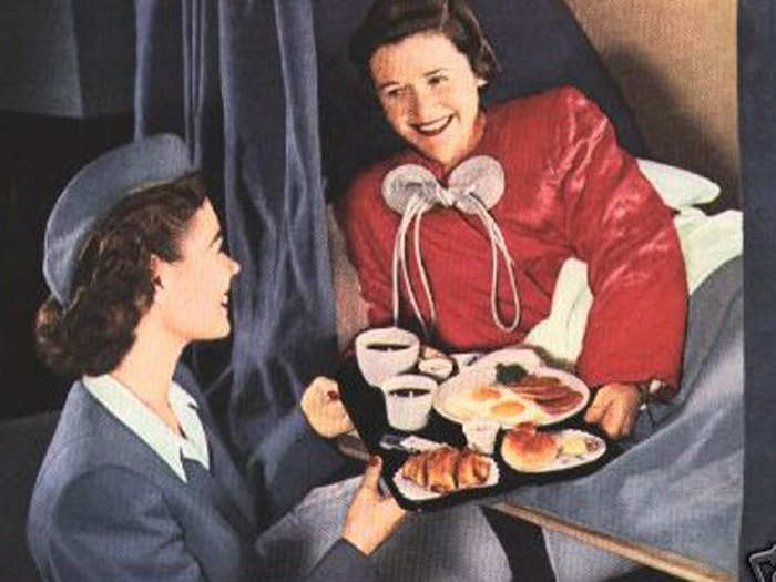 Some planes even had little beds. This picture is also from the 1950s. There