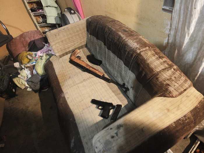 Police confiscated the weapons below from members of the "Mara 18" gang after a drug sting in March 2013. Lax laws allow citizens in Honduras to own as many as five personal guns. In Honduras, firearms cause 83.4% of homicides, compared to 60% in the United States.