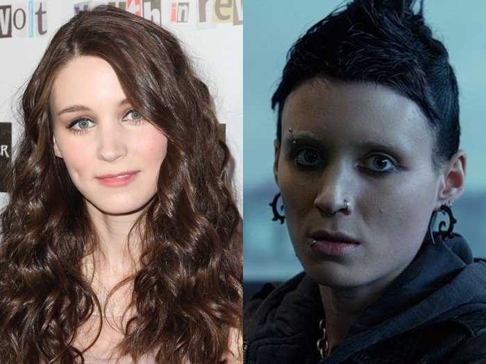 Rooney Mara received several facial piercings and shaved her head to play "The Girl with the Dragon Tattoo."