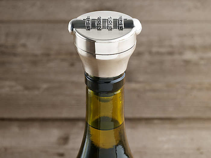 For anyone with nosy roommates, children, or who just like to keep the air out of wine, get them the wine lock. When you spin the thumbwheels the seal expands, making it impossible for anyone to remove without the combination.