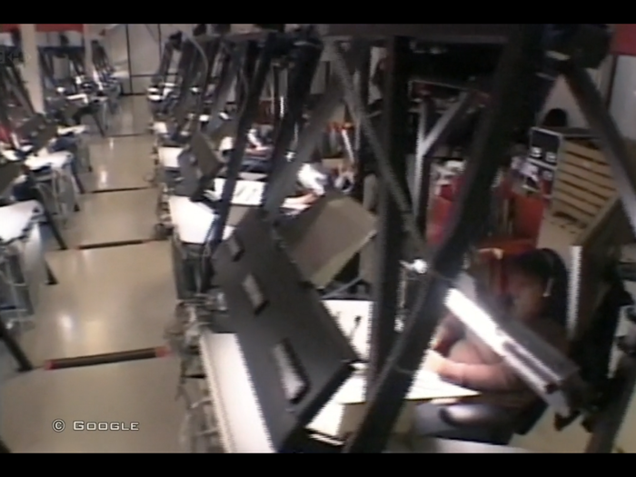 This is a still frame from the only known video footage (six seconds long) of an actual Google book scanning setup.