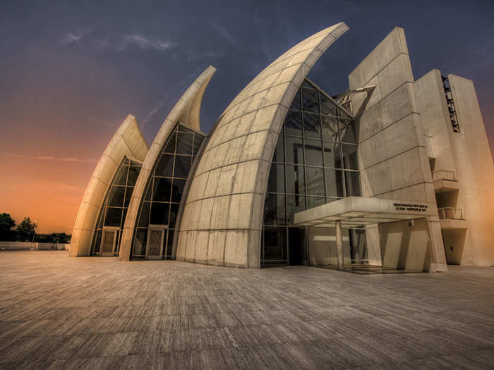 Jubilee Church in Rome, Italy, has an unusual asymmetrical design. Designed by  Richard Meier & Partners Architects LLP, the curved shells are meant to evoke images like angel