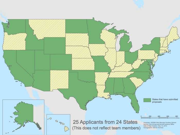 Recently, the FAA launched its roadmap to UAV integration, which included a pledge to select six official test sites, among at least 25 applicants.