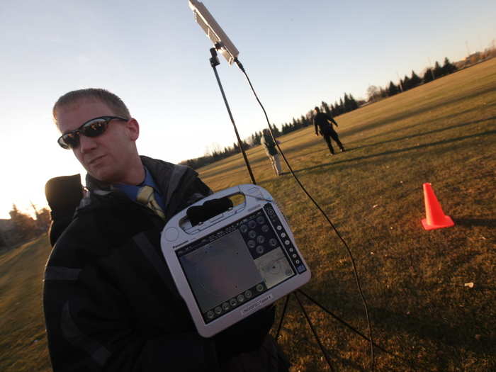 This tablet shows a remote view of what the drone sees.