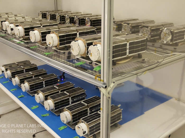 Planet Labs calls this the Dove Nest 1, a rack filled with satellites.