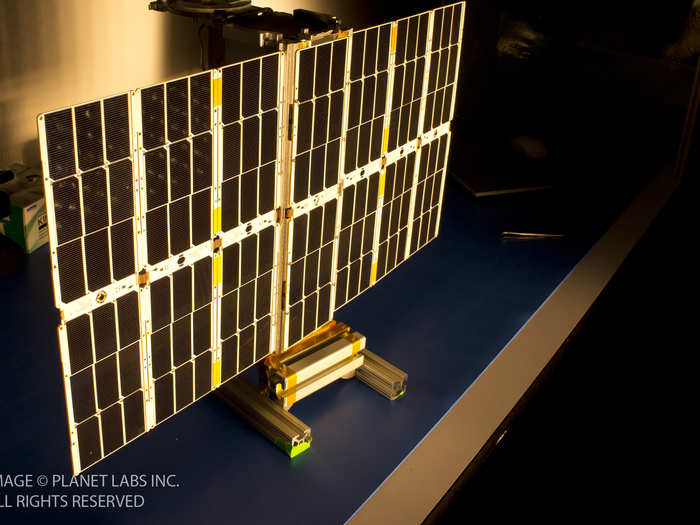 This is the Dove 4 satellite complete with its solar panels.