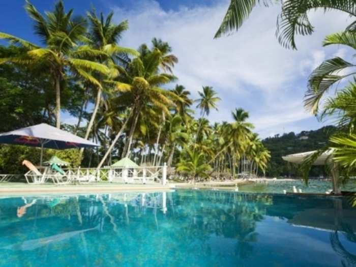 FANTASY: The pool at the Marigot Beach Club in St. Lucia looks endless.