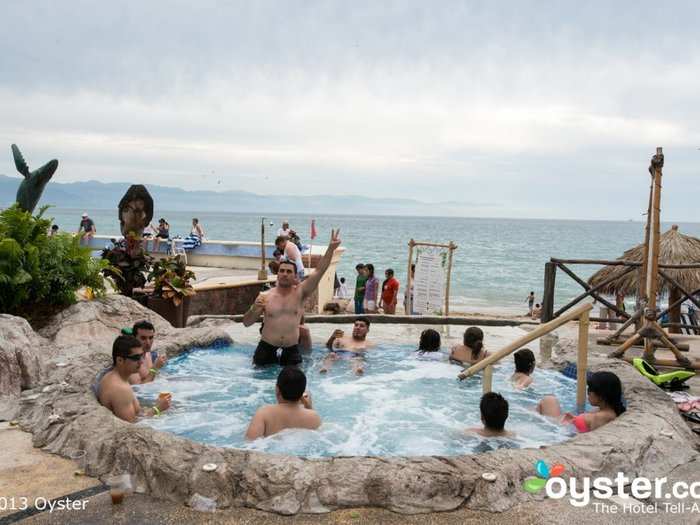 REALITY: This hot tub scene is somewhat less romantic than the one in the hotel