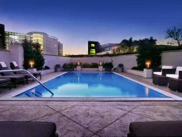 FANTASY: Take a romantic nighttime dip at the Los Angeles Sofitel.