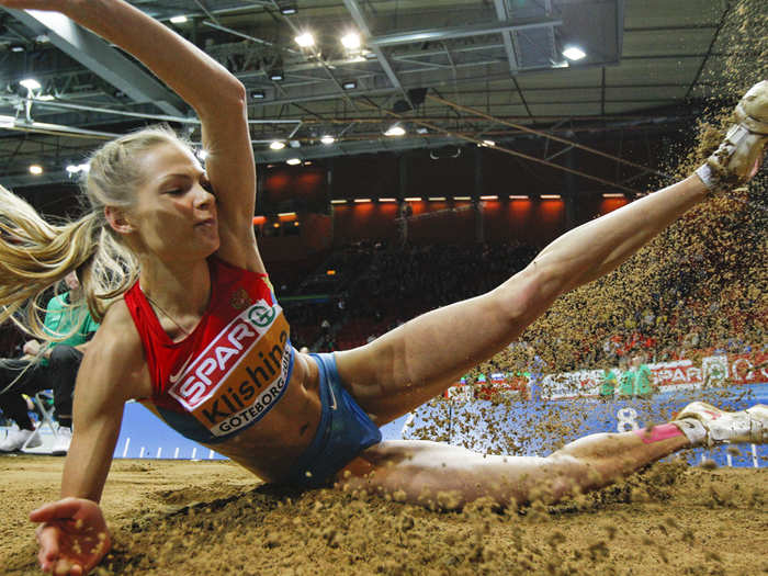 Russian long jumper Darya Klishina competes in Sweden.