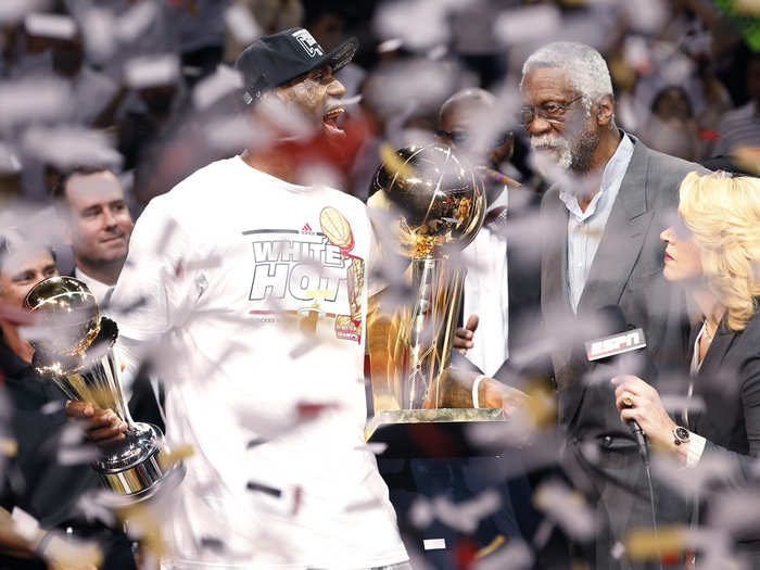LeBron James celebrates the Miami Heat