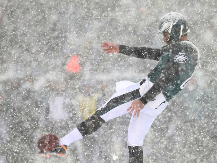 The Eagles played the Lions in the middle of a blizzard.