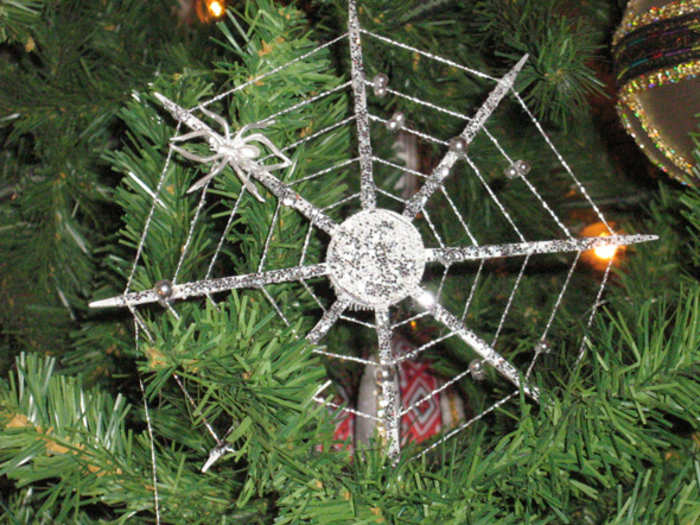 In the Ukraine, families hide a spider web in the tree. Whoever finds it will have good luck.