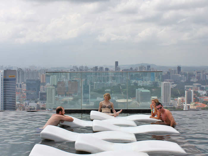 And some more chaise lounges in the center of the pool where people hang out.