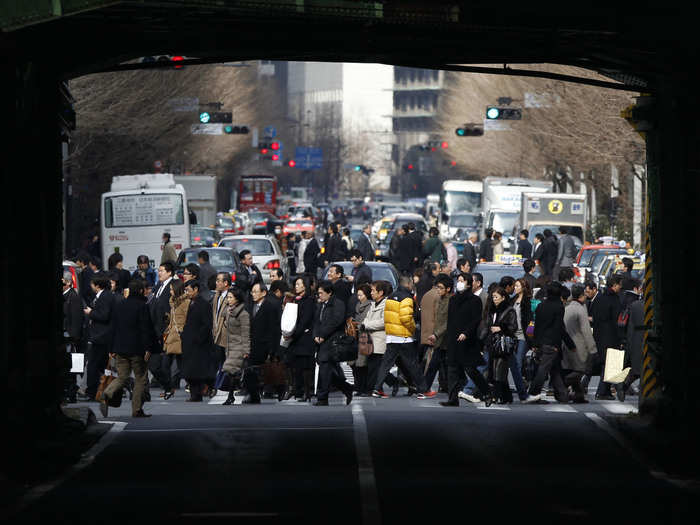 Being a pedestrian in Tokyo means having a lot of company.