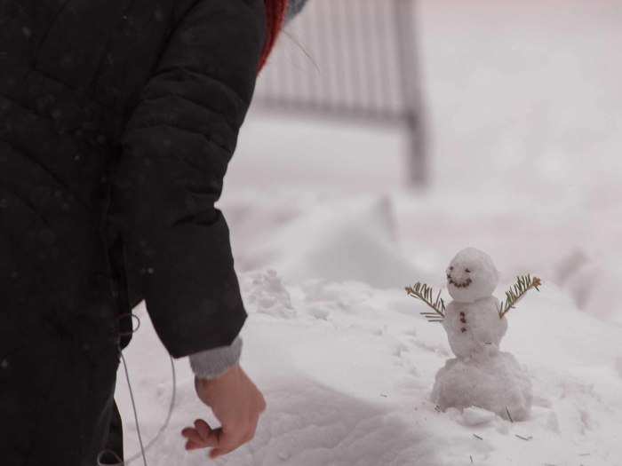 There was definitely some planning involved here with the cloves and sprigs of pine for arms.